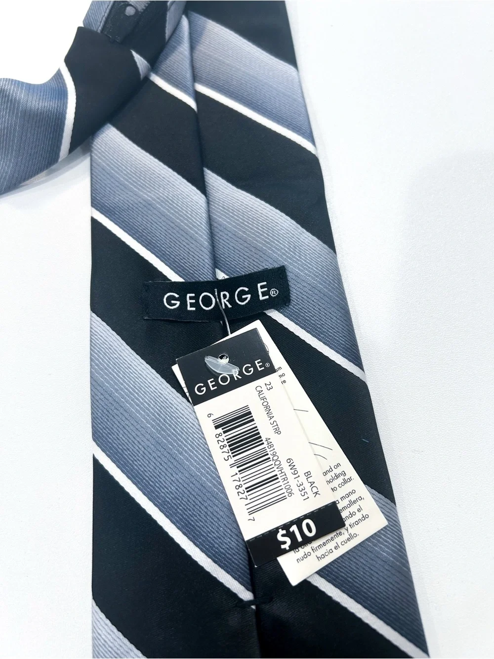 Classic Black and Gray Striped Men's Zipper Necktie